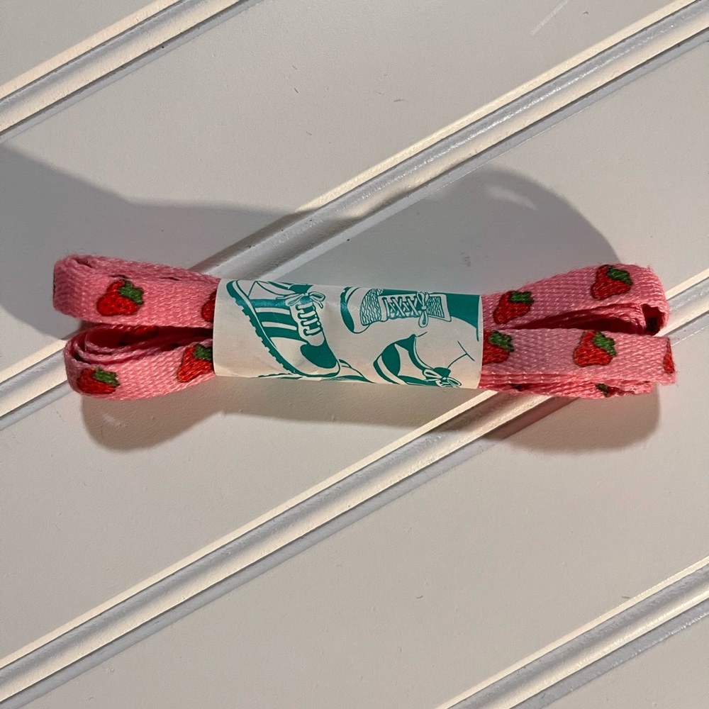 Strawberry Print Pink Shoelaces